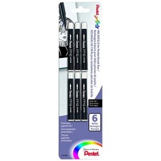 Pentel Arts Pocket Brush Refills - Black Ink 6-Pk Carded