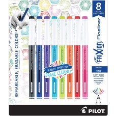 12484 Pilot FriXion Fineliner Erasable Marker Pen, Fine 0.6mm, Pack of 8 Colors