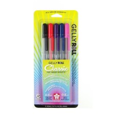 Sakura 37379 5-Piece Gelly Roll Blister Card Gel Ink Pen Set, Fine Point, Assorted Colors