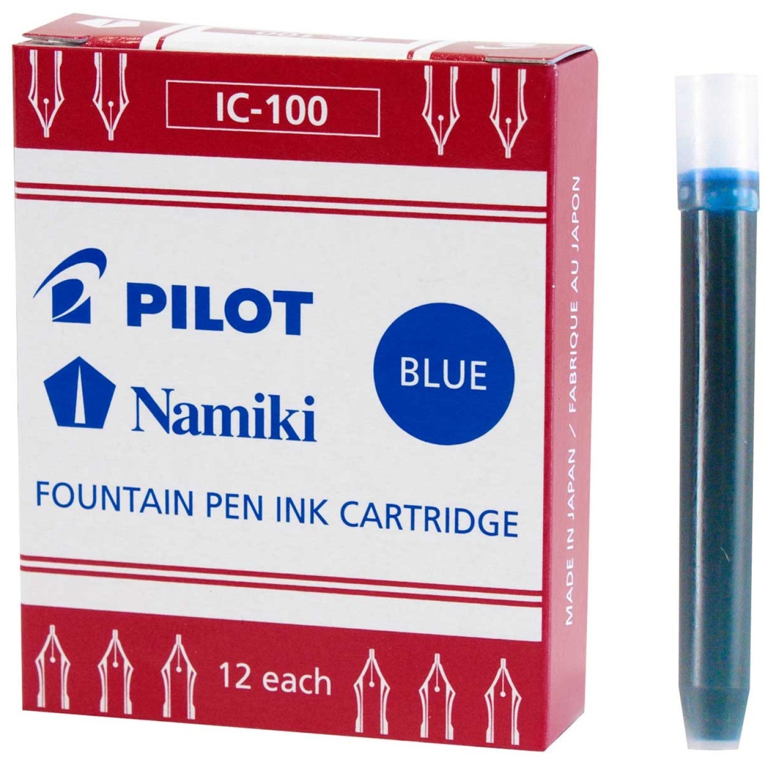 Namiki IC-100 Fountain Ink Cartridge, Black 12pk